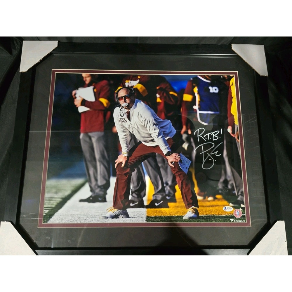 P.J. Fleck Signed Minnesota Golden Gophers Photo Framed RTB Beckett Fanatics COA